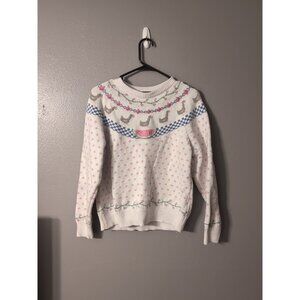 EDDIE BAUER Vtg 80s Cute Ducks Watermelon Cotton Sweater Pullover Size L